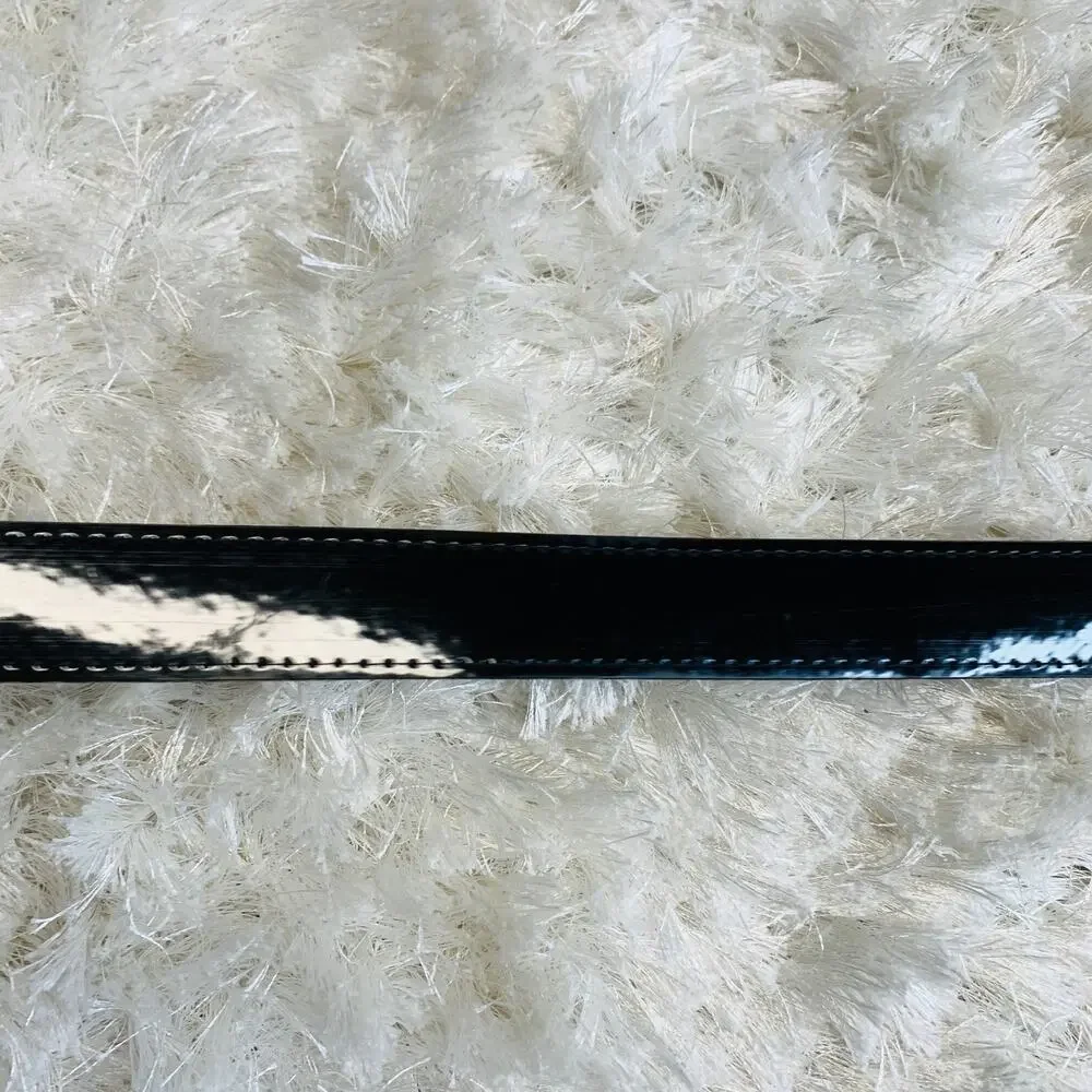 Black Patent Leather Belt Vintage Medium Large Gold Buckle